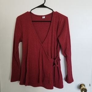 Wrap front long sleeve top